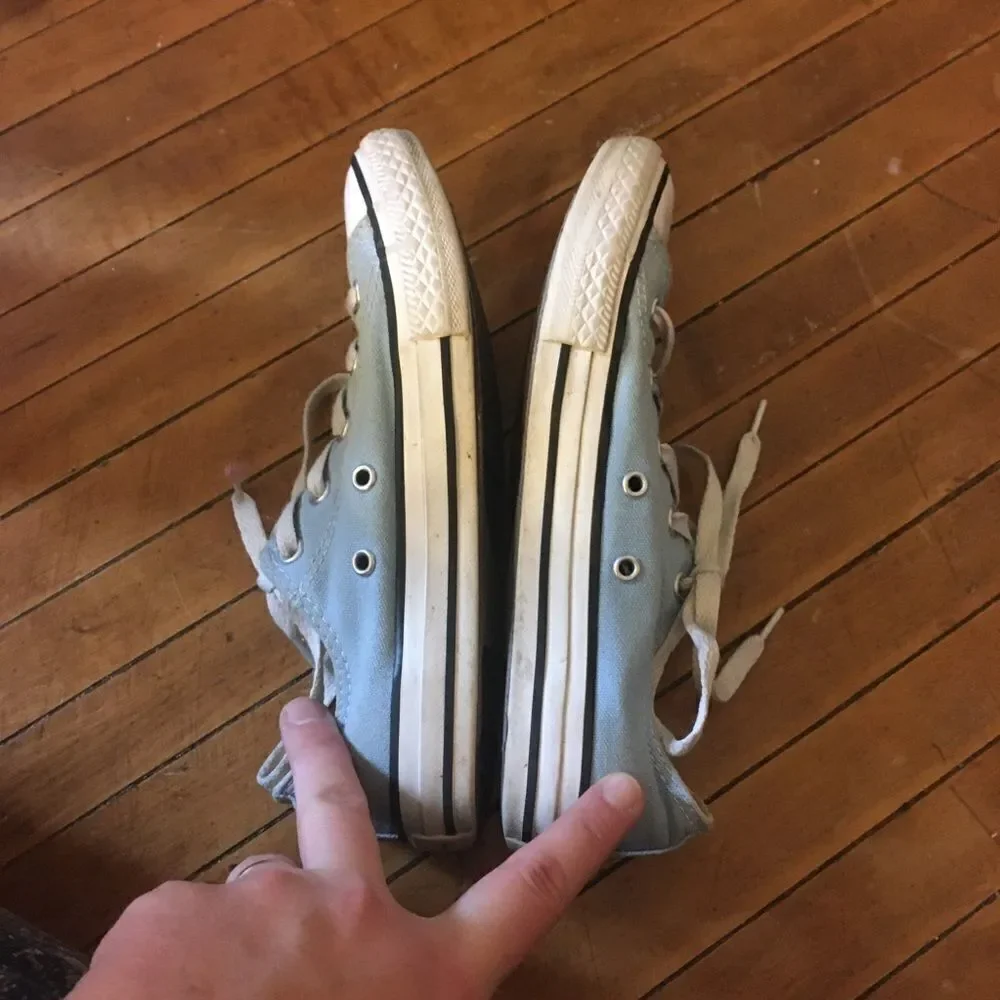 Baby blue Converse low top boat shoes